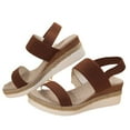 thumbnail image 2 of AXXD Brown Wedge Sandals for Women 8.5 Summer Size Fish Mouth Roman Sandals, 2 of 5