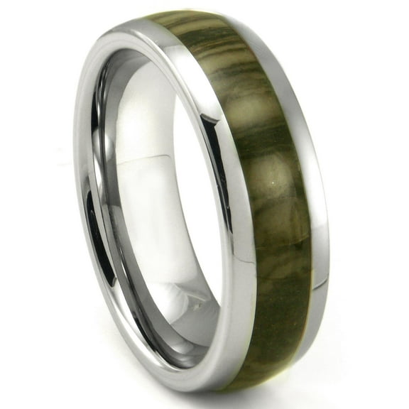Titanium Kay Tungsten Carbide Oak Metamorphic Stone Inlay Dome Comfort Fit Mens Wedding Band Ring Sz 10.0