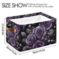 thumbnail image 4 of Yayeee Canvas Storage Basket with Handles for Shelves Fabric Bins Closet Organizer, Purple Roses, 4 of 8