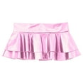 thumbnail image 3 of YONGHS Women's Shiny Metallic Double Layered Ruffled Mini Skirt Jazz Hip Hop Dance Costume Pink M, 3 of 6