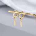 thumbnail image 4 of Solid 925 Sterling Silver Bar Drop Hoop Earrings for Women Teens Minimalist Bar Hoop Earrings Huggie, 4 of 13
