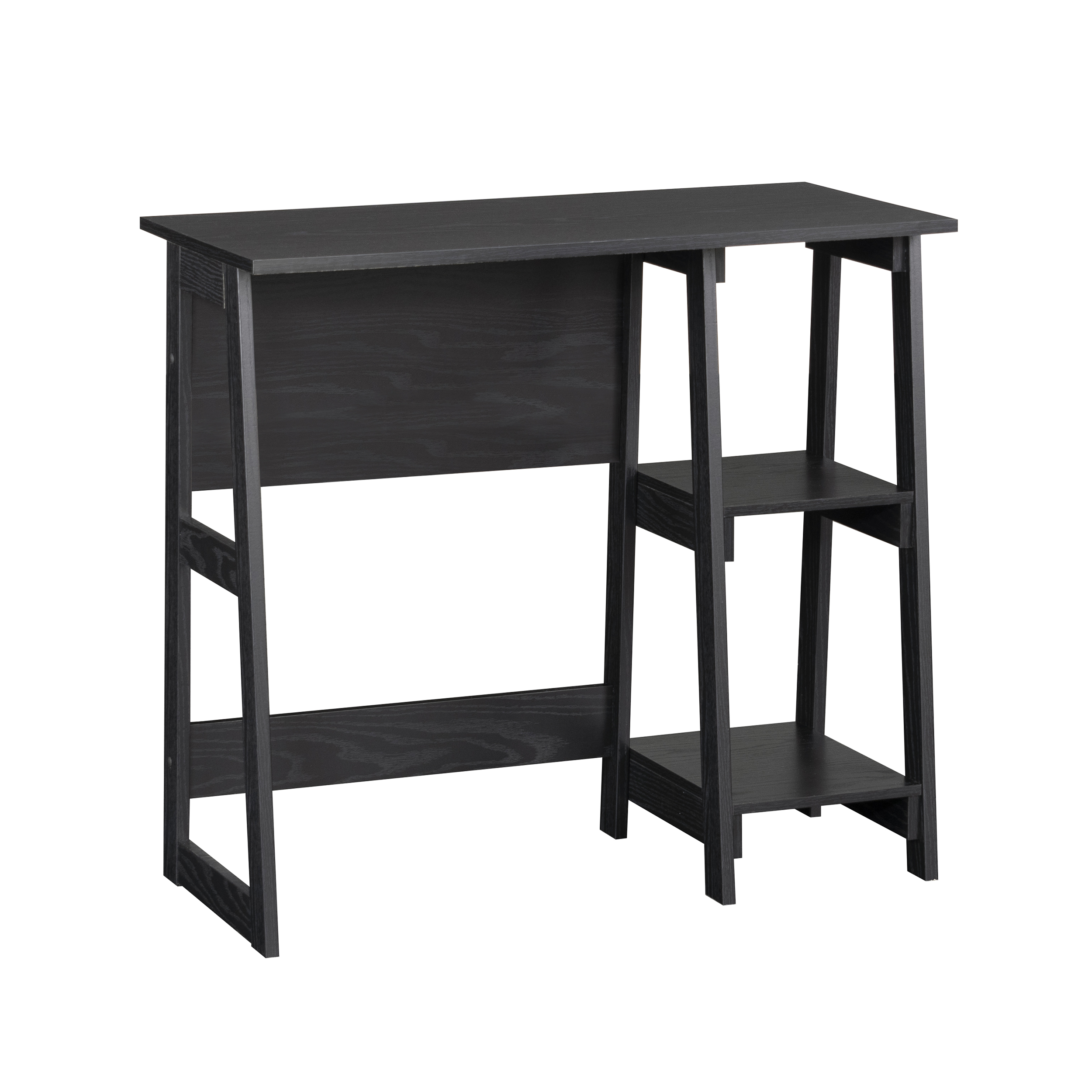 Mainstays Desk with 2 Open Shelves, Black Oak photo 2