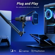 TONOR USB Gaming Microphone, RGB Streaming Microfono Set, PC Podcast Recording Computer Mic TC30S+