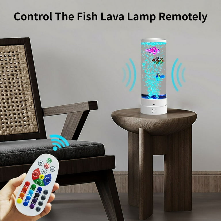 Bubble Fish Lava Lamp Desktop Sensory LED Bubble Lamp Color Changing Aquarium Lamp Artificial Fish Tank With Moving Fish Gift For Kids Adults