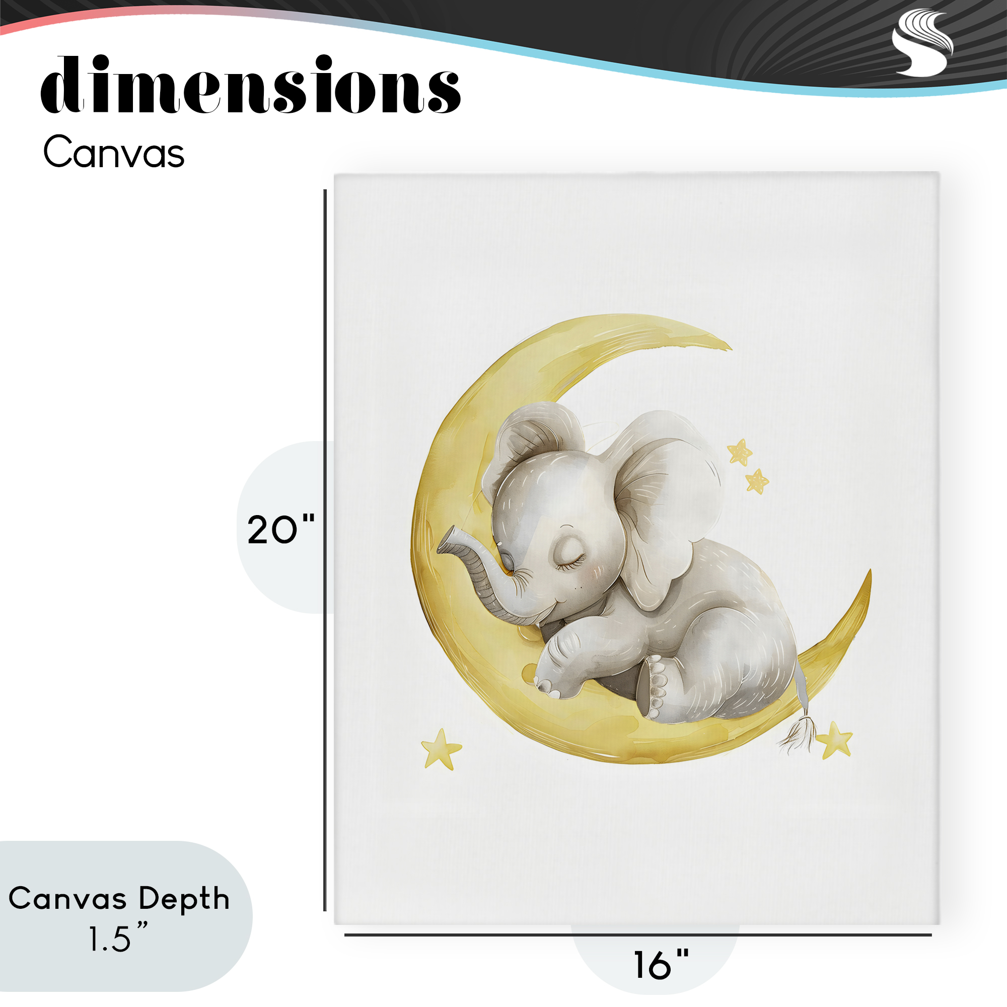 Stupell Industries Sleeping Elephant on Yellow Moon Canvas Wall Art, design by LSR Design Studio