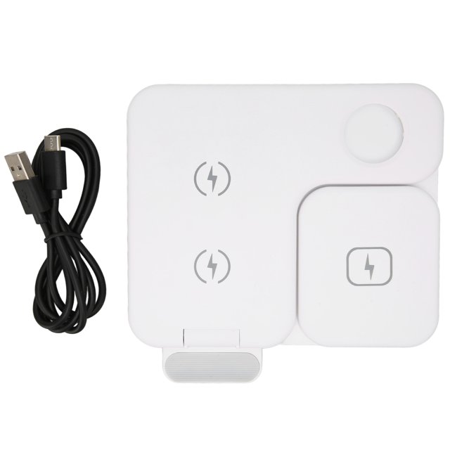 Estación de carga rápida 3 en 1 con certificación Qi, cargador inalámbrico plegable multifunción de 15 W para dispositivos inalámbricos, color blanco