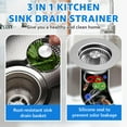 thumbnail image 5 of 3-in-1 Kitchen Sink Drain Strainer & Stopper with Basket, Stainless Steel Drain Plug Cover Catcher for Food Waste - Sink Accessories for Home or Kitchen Sink Shroom Fit US Standard 3-1/2'' Drain Hole, 5 of 6