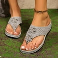 thumbnail image 4 of GUOBIOZIY Wedge Sandals for Women Dressy: Summer Flip Flops Womens Sandal Comfortable Casual Thong Slides Wide(Grey,7), 4 of 5