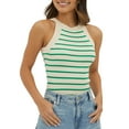 thumbnail image 4 of Baywell 2024 Summer Spice Hanging Neck Sleeveless Striped Bottom Sexy Slim Tank Top for Women S-XL, 4 of 7