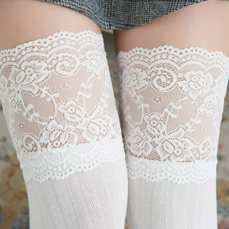 White lace thigh high clearance socks
