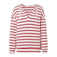 thumbnail image 5 of Winter Striped Drawstring Hooded Long Sleeve Sweatshirt Top for Women Cozy Casual Pullover, 5 of 8