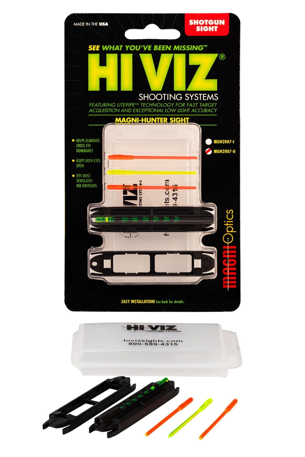 HIVIZ® Mangi-Hunter Magnetic S.G. Sight with cross-eye dominant correcting technology.