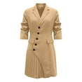 thumbnail image 4 of IWRICH Women's Blazer Dresses Long Sleeve Work Office Outfits Business Single Row Buckle Casual Summer Dresses with Pocket Khaki L, 4 of 5
