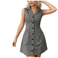 thumbnail image 2 of DailyTrove Women's Sleeveless Gingham Plaid Shirt Dress with Tie Waist, Preppy Style, 2 of 6