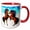 Red/White, variant on 3drose, Fighting Stallions Two Very Beautiful Stallions Reared up in Battle, 11oz Two-tone Yellow Mug