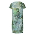 thumbnail image 5 of Wycnly Formal Dresses for Women Beach Soft Cotton Linen Plus Size Tunic Midi Sundresses Short Sleeve V-Neck Daisy Print 2024 Summer Knee-Length Dress Green XXL, 5 of 6