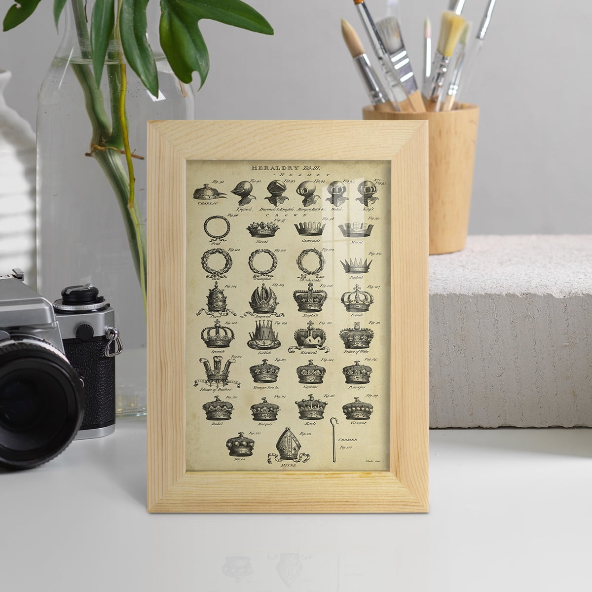 Deckled Encyclopediae IV (AS) -Framed Print w/glass-Natural Wood