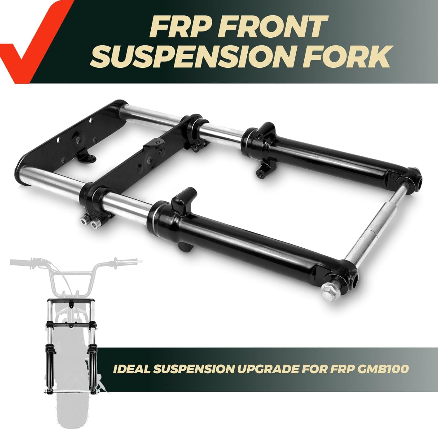 Mini Bike Front Fork Suspension Kit with Hydraulic Damping System - Universal Fit for RT100 MBX10 MBX11 and Most Mini Bikes, Easy Bolt-On Installation, Enhanced Ride Comfort for Off-Road Adventures
