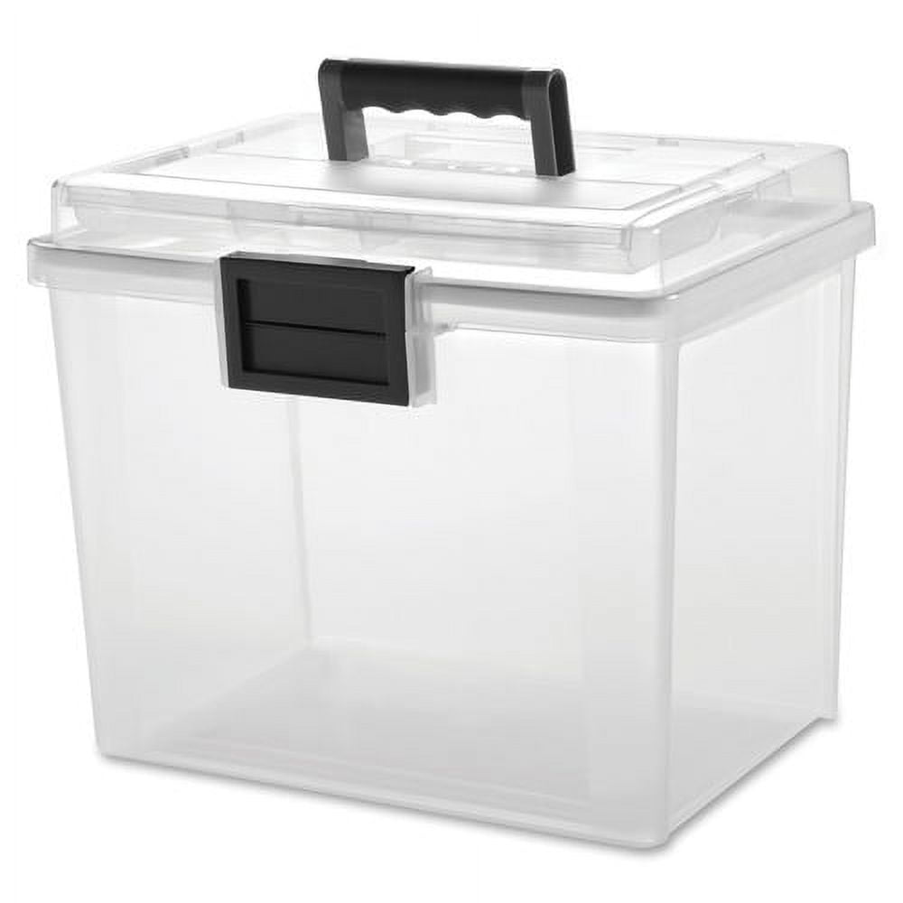 IRIS USA Weathertight Heavy Duty File Box with Organizer Lid, Gray, 4.75 gal
