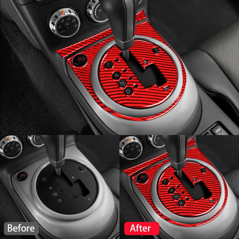 Red Carbon Fiber Gear Shift Box Panel Trim Cover Fit For Nissan 350Z 2006-2009 