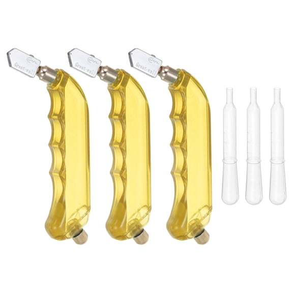 3Pcs Glass Cutter Pistol Grip 6mm-12mm Oil Feed Stained Glass Cutters Tool with Oil Reservoir for Mirrors Yellow