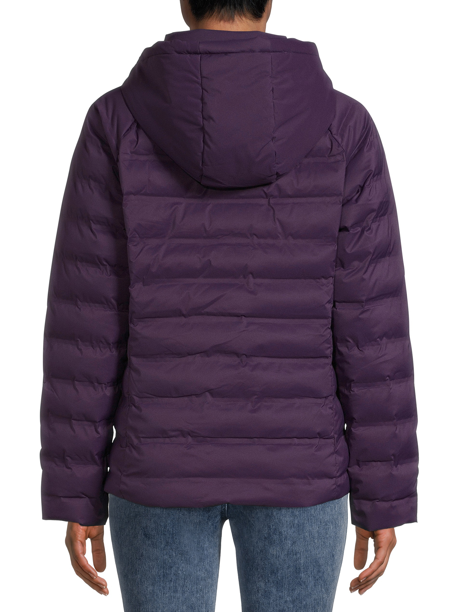 Time and Tru Women's and Plus Packable Stretch Zip Up Puffer Jacket