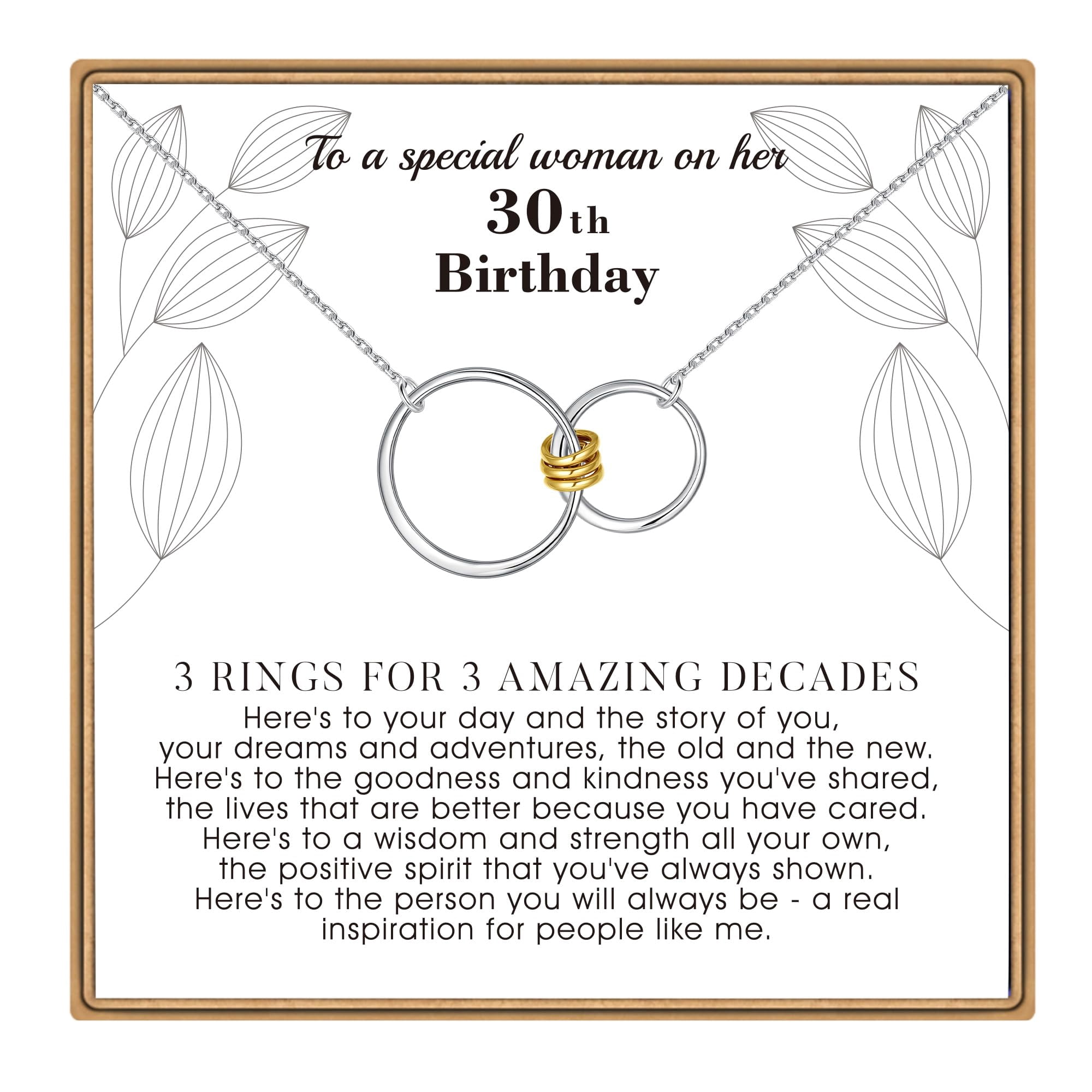 Turandoss 30th Birthday Gifts Necklace for Women 30 Years Old Gift 3 Circles Trendy Jewelry Birthday Teacher Appreciation Mothers Day Graduation Gifts for Her Mom Wife Ideas