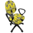 thumbnail image 1 of Grey and Yellow Office Chair Slipcover, Orietal Paisley Floral Design Ivy Swilrs Image, Protective Stretch Decorative Fabric Cover, Standard Size, Charcoal Grey White, by Ambesonne, 1 of 5