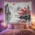 thumbnail image 2 of Traditional Wash Series with Mist Shrouded Towering, Serene Japanese Inspired for Japanese Art Lovers, Wall Decor, Housewarming Gift, Tapestry Wall Hanging for Dorm and Living Room, 2 of 7