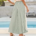 thumbnail image 3 of Sewkxo Womens Summer Striped Gingham Wide Leg Lounge Pants Elastic Waist Beach Palazzo Trousers with Pockets,Green L, 3 of 6
