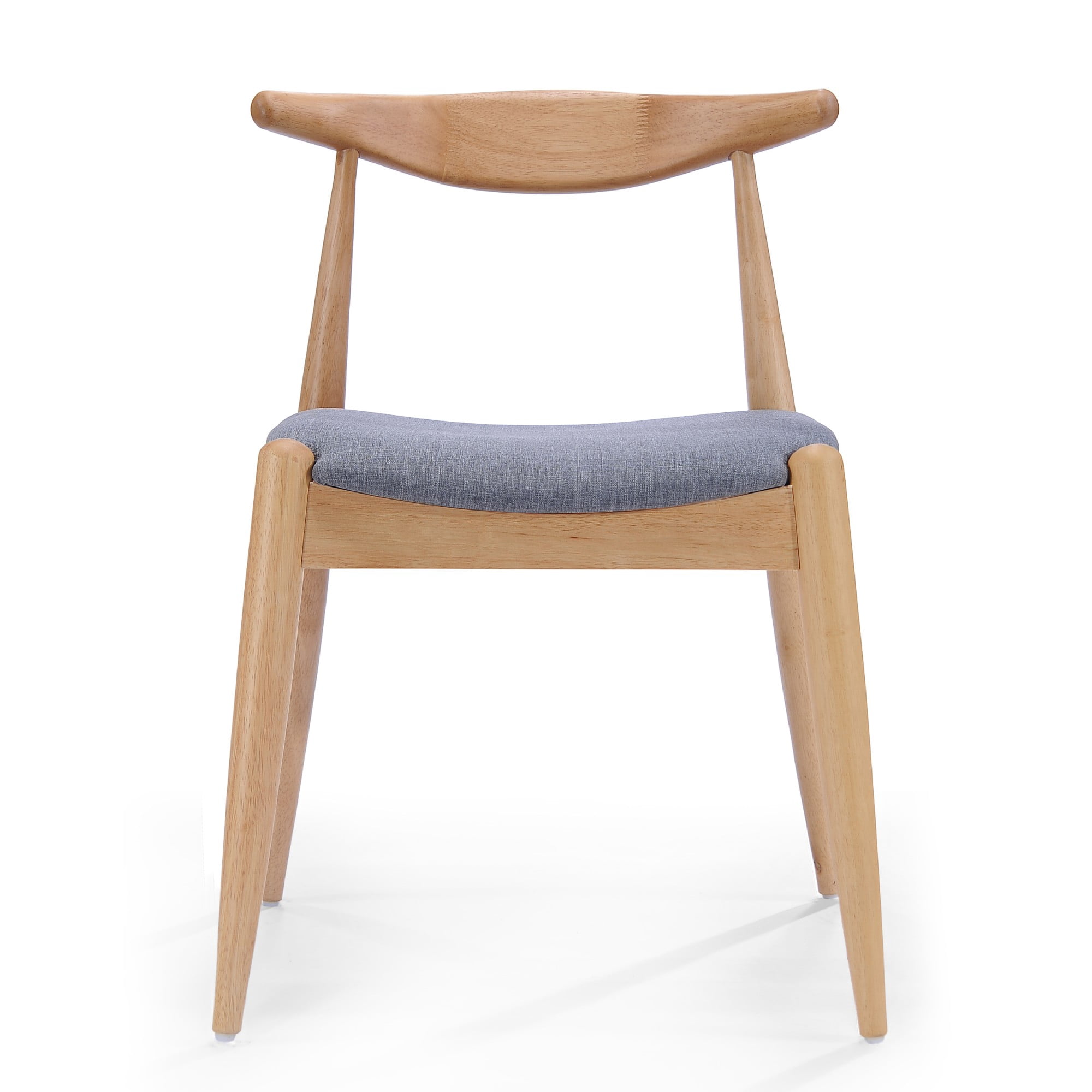 Aukfa Set of 2 Mid-Century Modern Dining Chairs, Upholstered Seat & Ergonomic Backrest Side Chairs, Rubberwood Frame, Light Gary