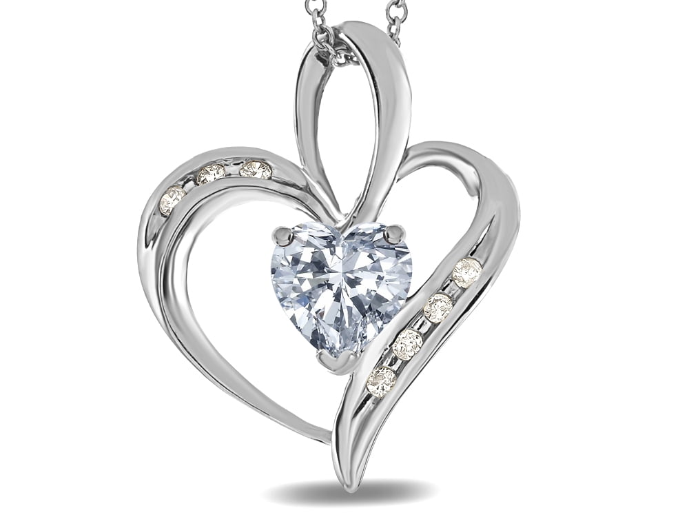 Star K Heart Shape 6 mm Genuine White Topaz Pendant Necklace in 10 kt White Gold by