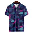 thumbnail image 4 of Yiaimeir Men's Summer Hawaii Printed Golf T-Shirt Botton Short Sleeve Top Men's Casual Fashion T-Shirt Streetwear,Size M-3XL, 4 of 5