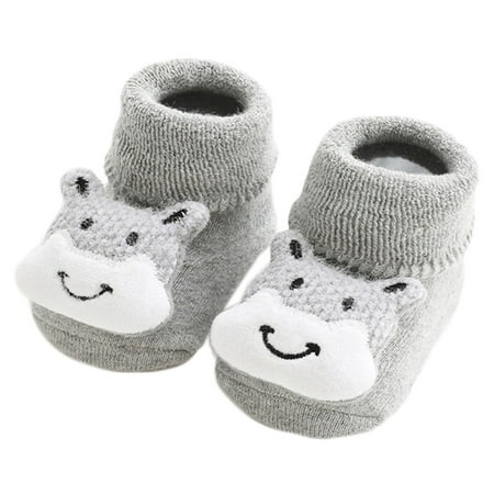 

JUNTEX Socks Shoes Baby Autumn And Winter Thickened Non-slip Baby Shoes Socks Soft
