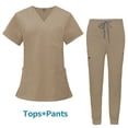 thumbnail image 1 of Ropa de enfermera de bolsillo multifuncional de doble capa, bata quirúrgica, ropa de trabajo de anestesista, traje de pantalón de manga corta, 1 of 6