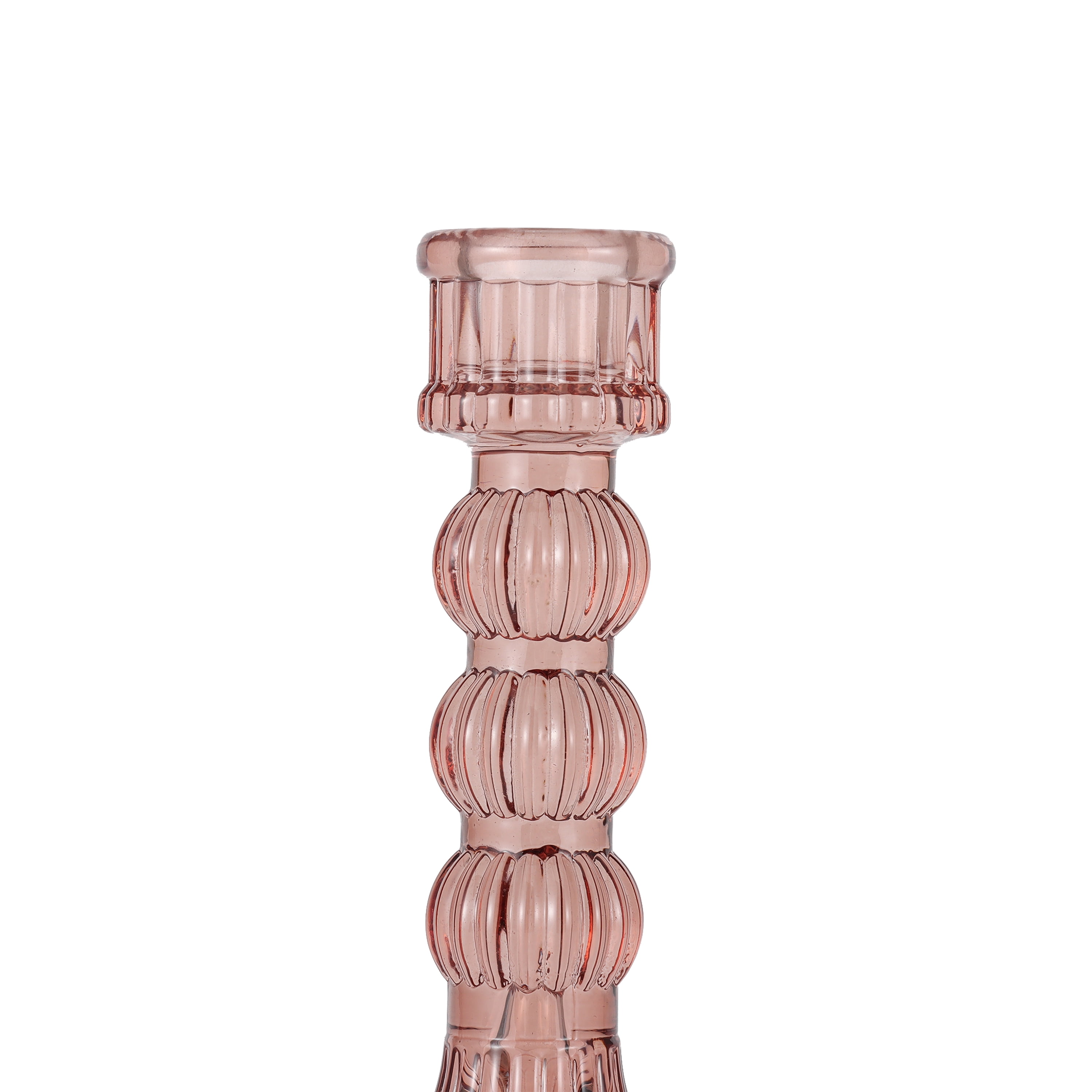 Home Decor Collection Sterling & Noble Home Translucent Pink Glass Tabletop Taper Candle Holder, Large