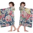thumbnail image 4 of Pioneer Flower Floral Print Pattern Hooded Bath Towel，60"x35" for Ages 3 To 12 Kids, Quick Dry Lightweight Soft Microfiber Hood Beach Towel Cover Up for Kids, 4 of 7