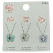 Wonder Nation Kids BFF Butterfly Wear One, Share One Necklace Set, 3 Pack Multi-color