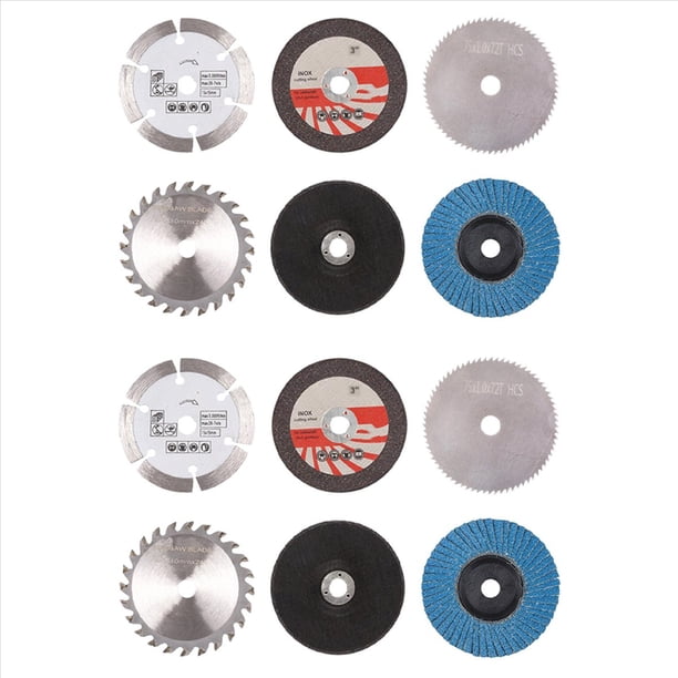 Kit de 12 Discos de Corte de 75 mm para Amoladora Angular de 10 mm de Diámetro, Hoja de Circular de Metal, Disco de Lijado Plano y Almohadillas de Lijado.