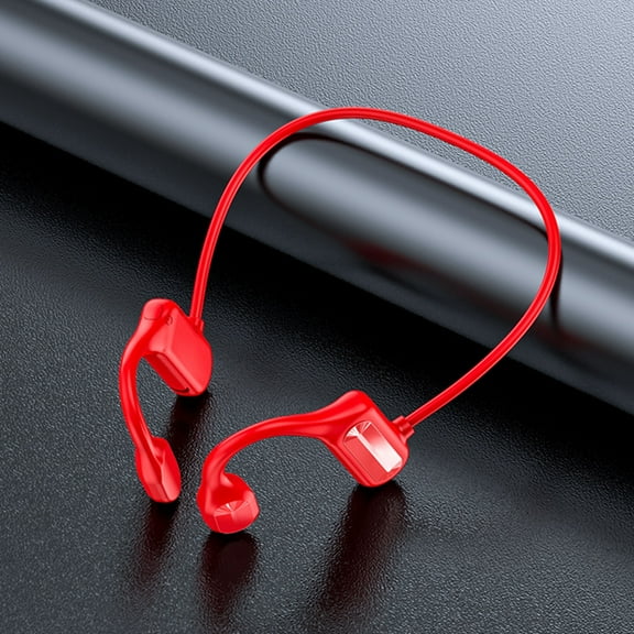Wireless Bluetooth Headset Bone-Conduction Headphones Bluetooth.2 Wireless Earbuds Outdoor Sport Headset Business Headset (Red)