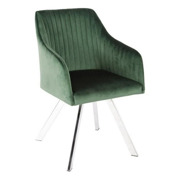 Arika Velvet Upholstered Swivel Dining Arm Chair Green