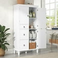 thumbnail image 3 of AENKYO 61.7" Modern Tall Bathroom Storage Cabinet with Adjustable Shelves, Drawers for Home Use, White, 3 of 10
