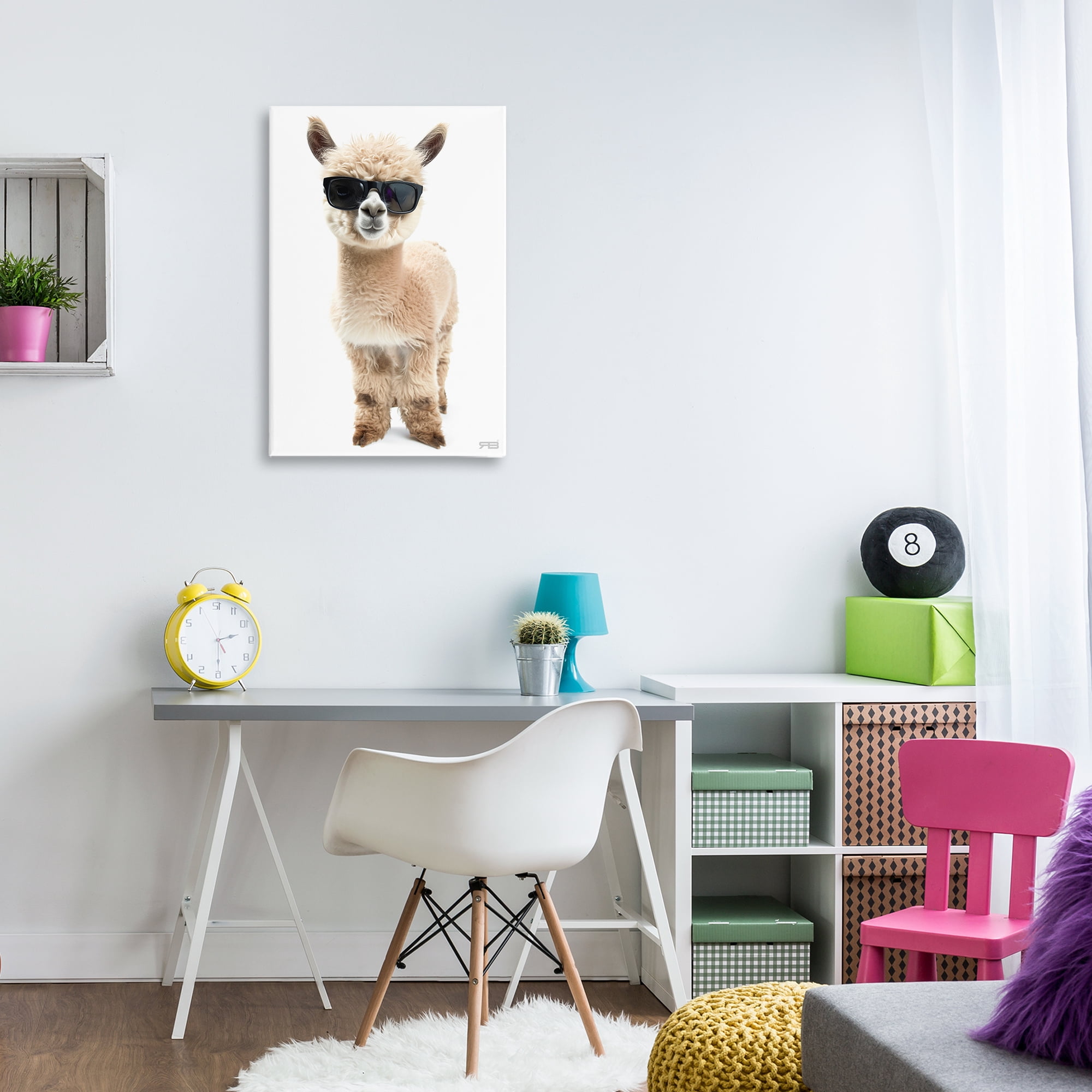 Stupell Industries Cool Alpaca & Glasses Animals & Insects Painting Gallery Wrapped Canvas Art Print Wall Art, 20 x 30