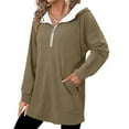 thumbnail image 4 of hotojiny Womens Oversized Sweatshirts Lightweight Drawstring Hooded Pullover Fall Long Sleeve Quarter Zip Tops Fall Spring Clothes, 4 of 6