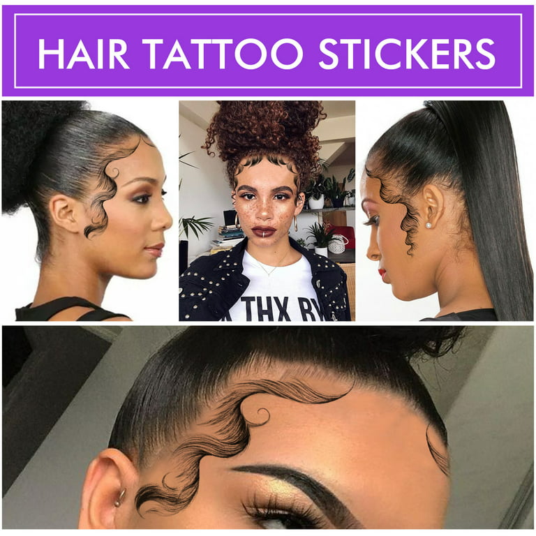 Onpep 20 Styles Hair Tattoo Stickers 20Pcs Temporary Tattoos Edges Hairline  Lasting Waterproof Makeup Tool for Women Baby Hair Curly Hair Bang