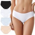 thumbnail image 2 of Linkshare Women's Cotton Underwear Mid Waisted Full Coverage 4-Pack Ladies Panties, 2 of 11