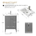thumbnail image 2 of Vanity Art 24" Double Door Bathroom Vanity with Sink, Freestanding Storage Cabinet with Ceramic Top, and Removable Shelve, 2 of 6