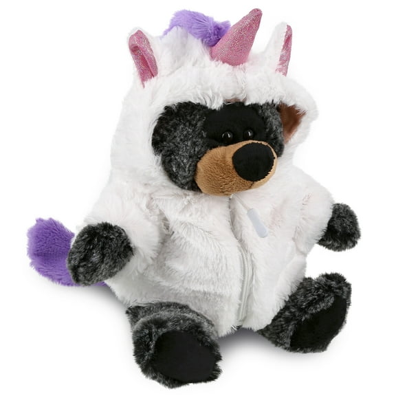 DolliBu Sitting Black Bear Unicorn Plush Stuffed Animal Toy - Super Soft Bearcorn Dress Up with Removable Plush Unicorn Outfit, Cute Fantasy Wildlife Gift - 9 Inches