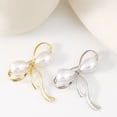 thumbnail image 4 of Mightlink Women Brooch Faux Pearl Hollow Bow Decor Stainless Exquisite Vintage Anti-slip Wear-resistant Coat Collar Hat Scarf Decoration Clothes Pin Garment Jewelry, 4 of 7
