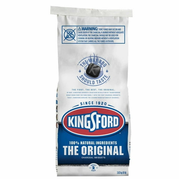 Kingsford® Original Charcoal Briquettes, BBQ Charcoal for Grilling, made with natural ingredients and real wood to give food an authentic smoky flavor –